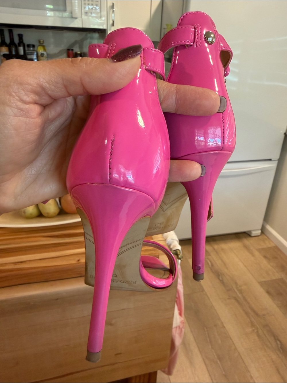 Enzo Angiolini Hot Pink Patent Ankle-Strap Heels - Picture 2 of 6